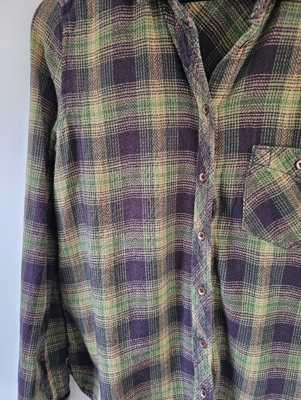 Urban Outfitters BDG Olive and Brown Plaid Button-Down Shirt - Picture 3 of 6